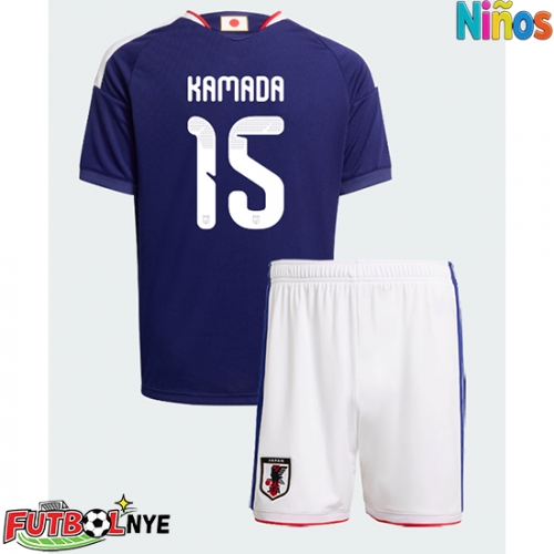 Camiseta Japón Daichi Kamada #15 Primera Equipación para niños Mundial 2026 manga corta (+ pantalones cortos)